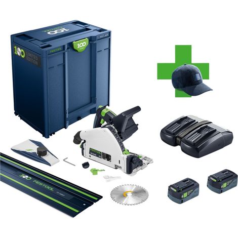 Festool TSC 55 KEBI-Plus/XL-FS 100Y Limited Edition Akku Tauchsäge 18 / 36 V ( 2x 18 V ) 160 mm Brushless ( 578229 ) + 2x Akku 5,0 Ah + Ladegerät + Führungsschiene + Systainer