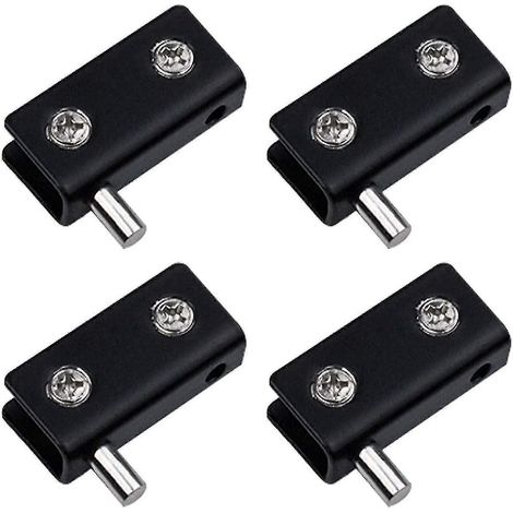 Lot de 4 charnières pivotantes, charnières pour porte en verre sans cadre, clips de porte en verre en acier inoxydable noir avec axe réglable de rechange (1/5)