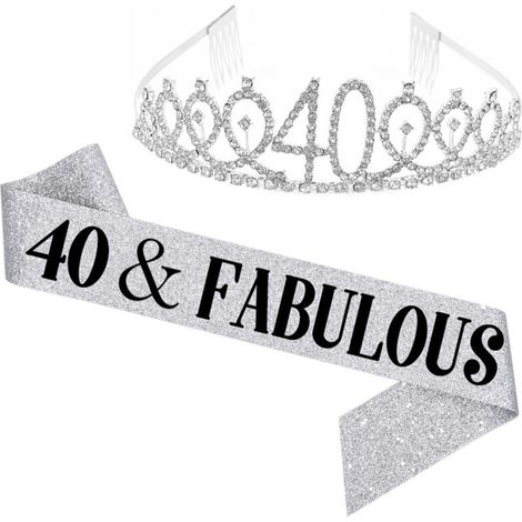 Ensemble couronne et bandoulière pour fête d'anniversaire (10, 13, 18, 21, 30, 40, 50, 60, 70, 80 ans) (1/5)