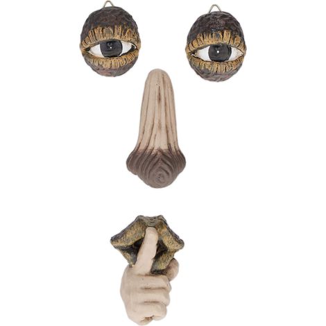 Relaxdays Tree Face Old Man, 4-Part, Trunk Decoration, Mountable, Weatherproof, Garden, Forest Ghoul, Beige/Brown (1/5)