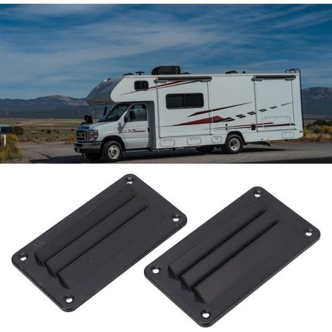 Grille d’aération RV avec lamelles réglables, 2 pièces, noir (1/5)