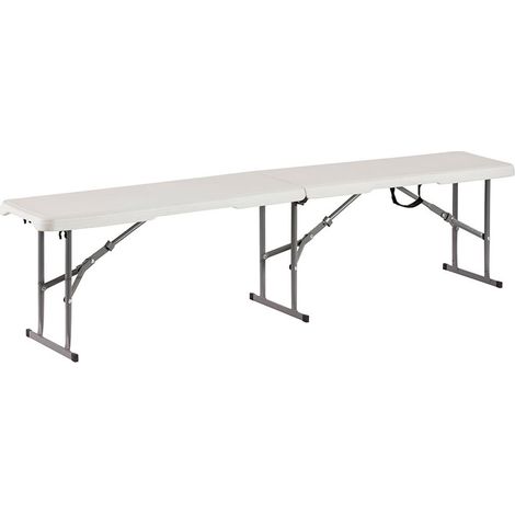 Panca pieghevole (carico massimo 300 kg) 183x28x43 cm in plastica e acciaio nei colori bianco e grigio