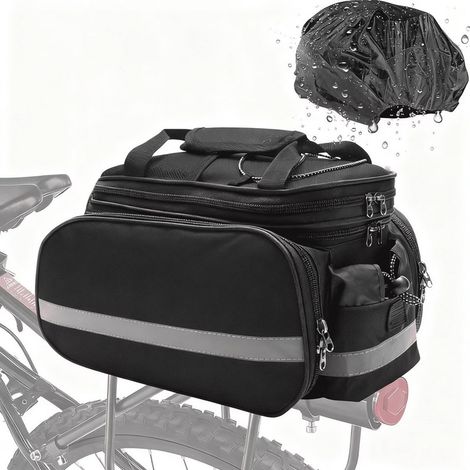 Sacoche de vélo avec housse de pluie - Sacoche de porte-bagages arrière - 27 litres - Sacoche simple - Sacoche de vélo détachable - Sacoche de coffre - Sacoche de sport - Noir (1/5)