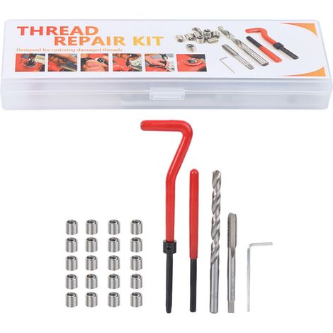 Kit de réparation de filetage M6, foret de robinet, outils de filetage endommagés, 25 pièces (1/5)