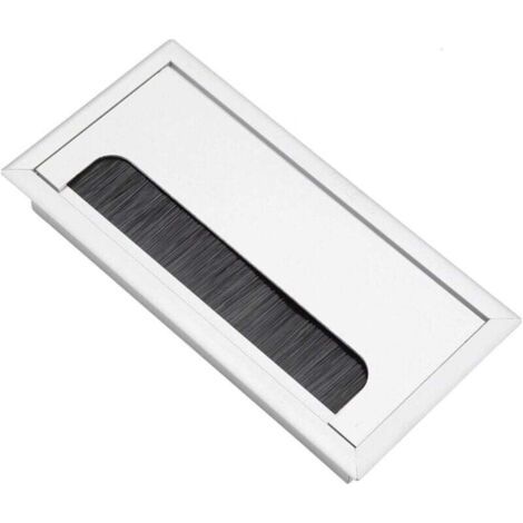 Pair Versenkte Kabeldurchführung für Schreibtische, Kabelauslass für die Unterputzmontage, Kabelorganisator, mit Bürstendichtung, Silber, 160 x 80 mm
