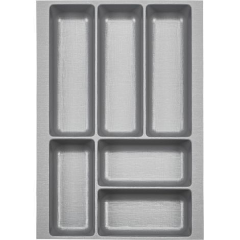 ORGA-BOX 2 Besteckeinsatz Tiefe 462 mm für Nobilia Küchen Canvas-Struktur silbergrau Schubladeneinsatz Breite 309 mm für Schubladen 400 mm
