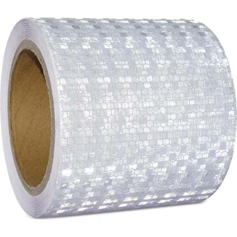 Ruban Reflechissant Adhesif Blanc 10cm x 10m Bande Reflechissante Autocollante Imperméable Bande Réfléchissante