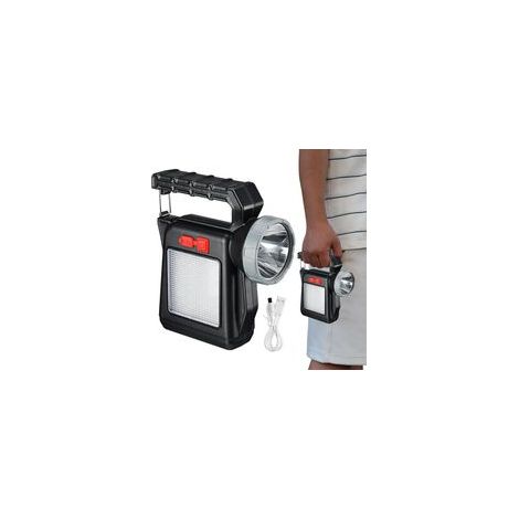 Lampe Torche Solaire, Lampes de Pêche Extérieure, Lampe Torche Rechargeable Manuelle pour Randonnée Pêche Tente