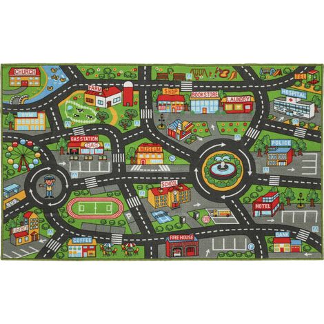 Alfombra de juegos para bebé de 160x100 cm, antideslizante, diseño urbano.