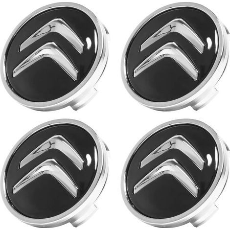 4 Pièces Cache Moyeux, 60 mm Enjoliveurs pour Auto, ABS Cache Moyeux, Cache de Roue Centrale, Capuchon Enjoliveur Centre Roue Compatible avec Citroën C1 C2 C3 C4 C5 Moyeu Aluminium, Noir (1/5)