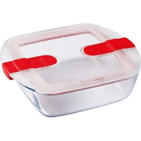Boîte rectangulaire avec couvercle - PYREX - 1451021 - 20 x 17 cm - 1 L - Cook & Heat - Base en verre borosilicate