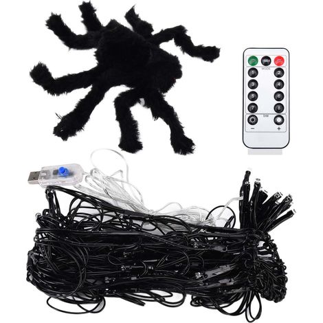 Décoration lumineuse LED USB en forme de toile d'araignée pour Halloween, avec 70 LED orange étanches, idéale pour les fêtes et festivals. (1/5)