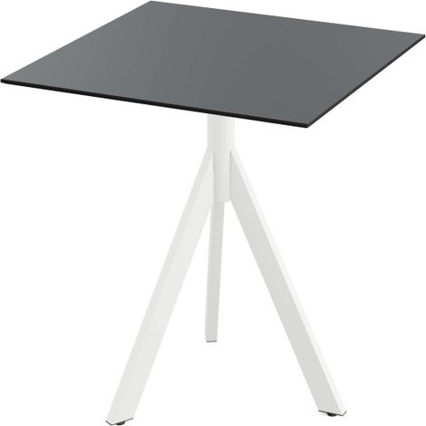 Infinity Tripod table de bistrot avec piètement blanc + plateau HPL noir 70x70 cm - Feros (1/4)