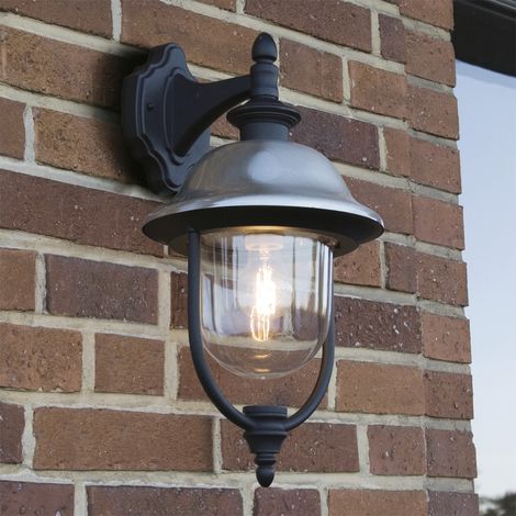 Außen Wandlaterne PARMA hängend im Landhausstil, Schwarz-Silber, Höhe 49cm (1/5)