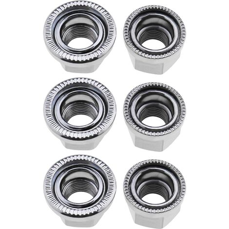 6pcs M9 Écrous de Roue M10 Essieu Écrous de Roue de Vélo Moyeu Remplacement Grande Bride Écrou d'essieu Accessoires pour Vélo, Argent (1/5)