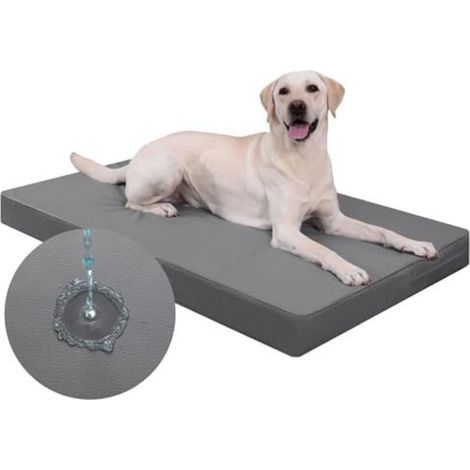 Coussin orthopédique pour grands chiens (104 x 68 cm), housse amovible en similicuir imperméable, matelas confortable et rafraîchissant pour une utilisation intérieure et extérieure, (1/5)
