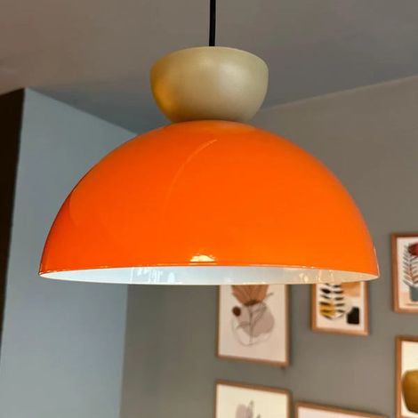 Yimpi Lustre Orange Vif en Forme de Tête de Chapeau Beige, Lampe Suspendue Simple Pour Salon de Coiffure, Café, Pâtisserie Décorative (1/5)
