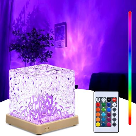 3D-Würfel-Nachtlicht mit Wasserwelleneffekt, 16 Farben, inklusive Fernbedienung, ideal für die Schlafzimmerdekoration.