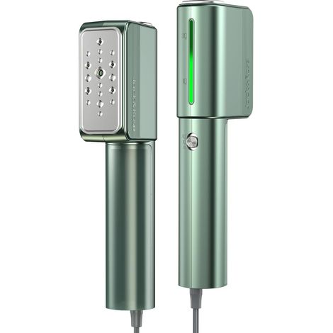 Défroisseur vapeur de voyage, ultra léger et portable, avec (110-240 V), double tension, 1000 W, chauffage rapide 15 secondes, fer à repasser de voyage 2 en 1 pour vêtements, rideaux, vert (1/5)