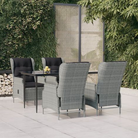 Ensemble à manger de jardin 5 pcs-Salon de jardin Gris clair Résine tressée 535081 (1/5)
