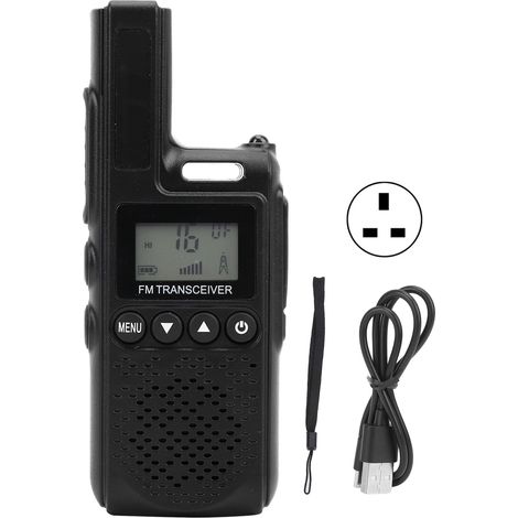 Mini talkie-walkie portable 99 canaux longue portée radio bidirectionnelle pour hôtel, noir (prise UK) 100-240V (1/5)