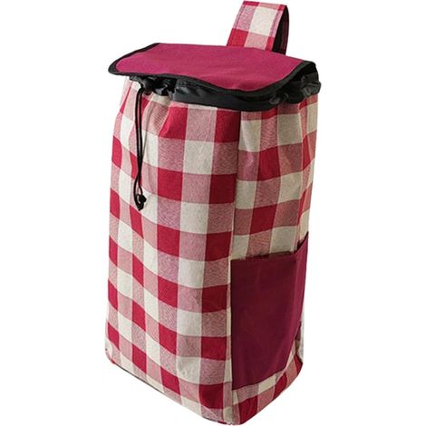Sac de Rechange pour Caddie, Sac de Remplacement pour Chariot de Courses, Sacs Imperméables Portatifs de Chariot à Caddie de Tissu D'oxford, Poche pour Chariot D'épicerie D'intérieur, Rouge Gris (1/5)