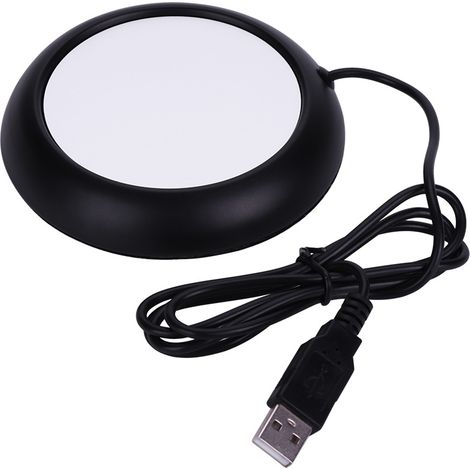 Chauffe-tasse USB à grain de bois - Tapis chauffant pour thé et café, bureau, blanc porcelaine (1/5)