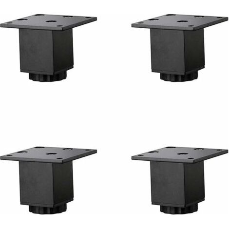 ALLIANDIS4 Pièces(5cm/2in) Pieds de Meubles en Alliage D'aluminium Réglables en Hauteur,Pieds de Table Basse de Canapé,Pieds D'armoire de Salle de Bain de Lavabo,5-40cm,Noir Mat,avec Vis (1/4)