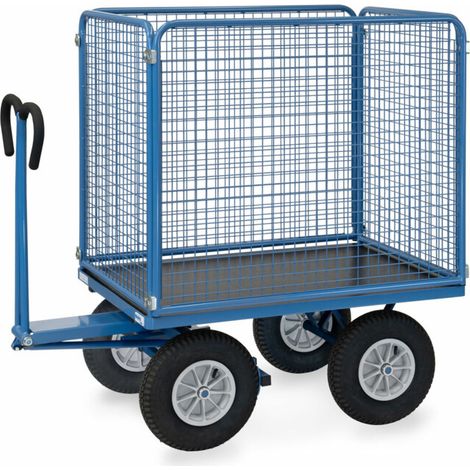 fetra Chariot à plateaux manuels 6444L - charge max. 1000kg, pneus gonflables (1/5)