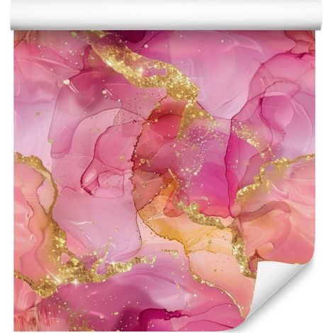 Carta da parati color rosa cipria e corallo, sfondo corallo 50x1000 cm (1/5)
