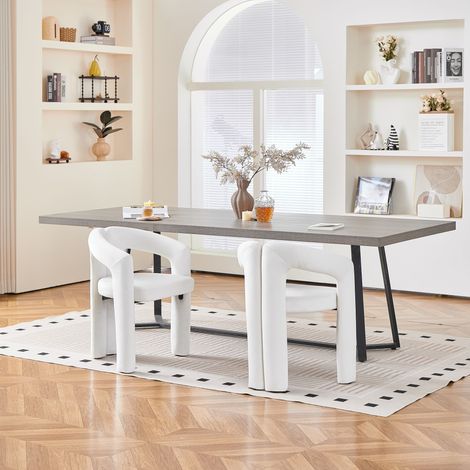 Ensemble de 2 chaises de salle à manger modernes minimalistes, velours avec accoudoirs, chaises confortables pour salon bureau, jusqu’à 150 kg (1/5)