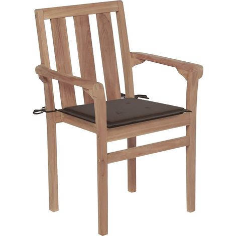 Maison Exclusive - Gartenstühle 2 Stk. mit Taupe Kissen Teak Mass
