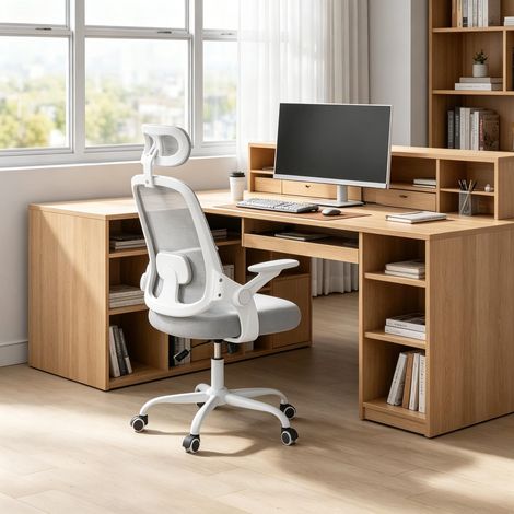 Chaises de bureau confortables, hautes, classiques et de conférence — ergonomiques, réglables, avec dossier rembourré et assise en tissu (1/3)