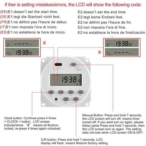 Interrupteur Minuteur Numérique 12V CC 16A Blanc avec Écran LCD et Boîtier Étanche pour Automatisation Domes MANCHE PORTE-ELECTRODE (1/5)