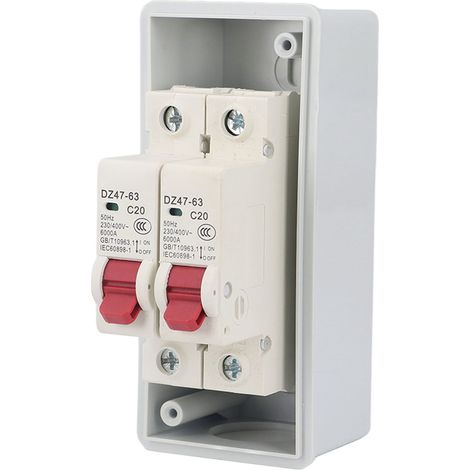 Boîtier de distribution extérieur étanche SG, disjoncteur de puissance type C, 2 voies, 230 V CA/400 V, C20+C20 (1/5)
