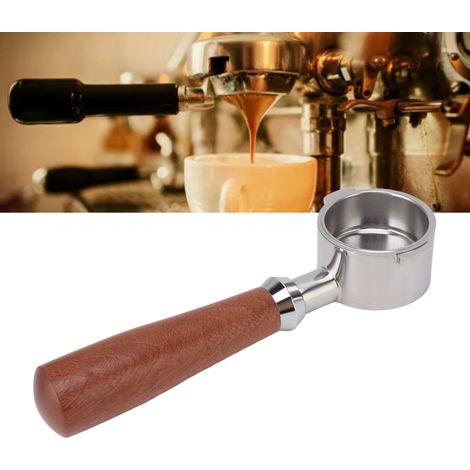 Italienische Espressomaschine, bodenloser Griff, Edelstahlfilter, 51 mm Griff mit zwei Griffschalen aus Rotholz (1/5)