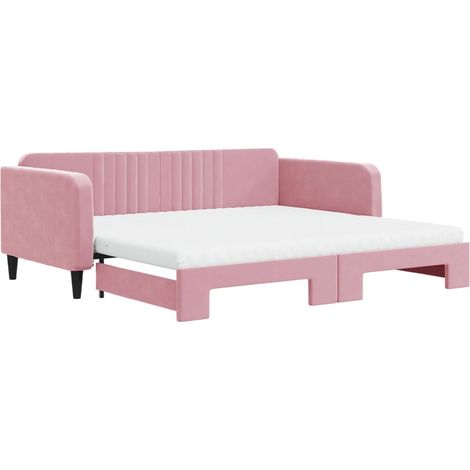 Maison Exclusive - Divano Letto Estraibile con Materassi Rosa 100x200 cm Velluto (1/5)