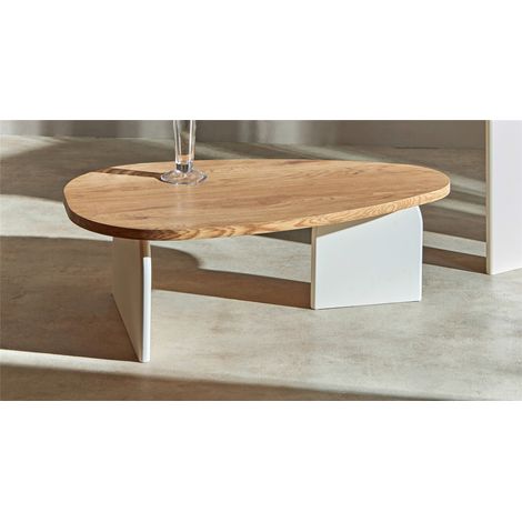 Table basse Makalani plaquée frêne/laquée blanc 100 x 60 x 32 cm (1/3)