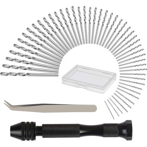 Perceuse à Main Hand Drill Avec 48 Pcs Mini Foret Fraise Twist (0.6-3mm) Perceuse Manuelle Outils Pour Bricolage Forage (1/5)
