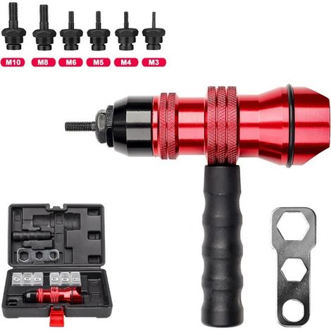 Pistolet à rivets électrique M3-M10 + adaptateur, outil de rivetage manuel, perceuse électrique incluse, accessoire de perçage