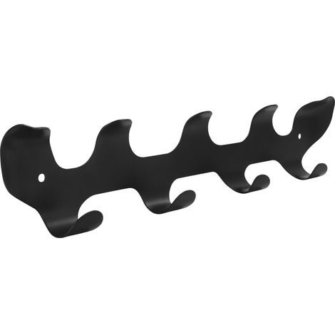 Garderobenleiste Verto 300mm Garderobenhaken mit 5 Haken, Stahl schwarz matt (1/3)