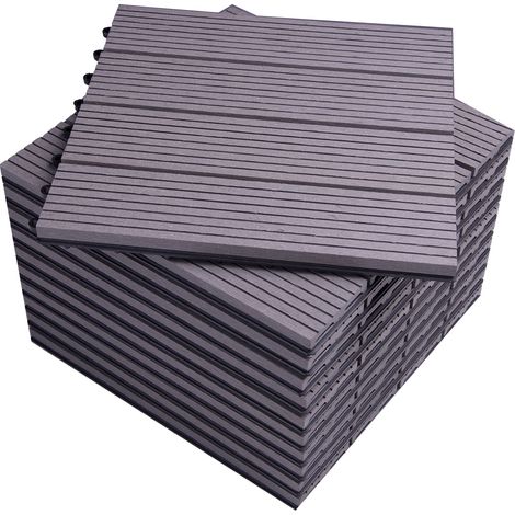 Woltu – Dalle de terrasse en composite bois-plastique 30x30 cm – Lot de 11 – Résistant aux UV et antidérapant – Facile à installer et à entretenir
