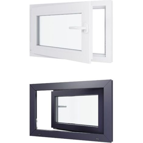 Finestra in PVC - Triplo vetro - Bicolore - Bianco e grigio - 800 mmx500 mm cm