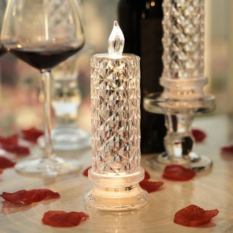 Bougies LED sans flamme Rose Shadow, lot de 4 bougies romantiques à piles, bougies piliers LED pour la Saint-Valentin, une demande en mariage, un anniversaire, un mariage, la décoration de Noël (blanc (1/3)