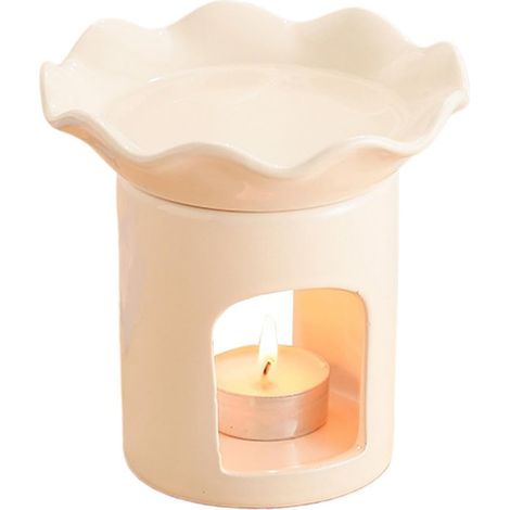 Brûleur d'huile en céramique, diffuseur de bougies Fournaise de diffuseur Design de rustique, pièce maîtresse romantique, bougeur moderne chic pour la fête de la Saint-Valentin (1/5)