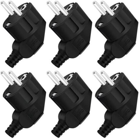 Pair Prise de courant, prise de courant mâle 6 pièces, fiche d'alimentation mâle 250 V 16 A, prise mâle étanche extérieure, adaptée aux câbles de 8 à 10 mm, fiche noire (1/4)