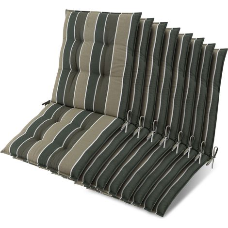 8x Coussin pour chaise basse Sun-NL 105x50x8cm Vert-Rayé