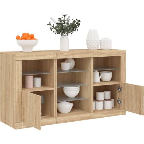 Sideboard mit LED-Leuchten Sonoma-Eiche 123x37x67 cm