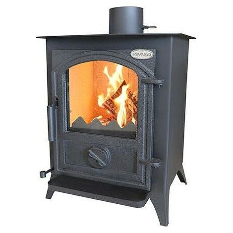 Estufa de Leña Verso 1 CID – 7,5 kW Compacta, Elegante y con Puerta de Hierro Fundido (1/5)