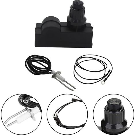 Allumeur électronique à impulsions pour patio, interrupteur à gaz à bouton-poussoir avec câble, résistant aux hautes températures pour poêle à feu de rechange (1/5)